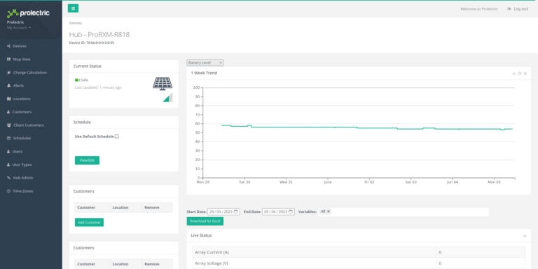 Power portal demo screen battery status view
