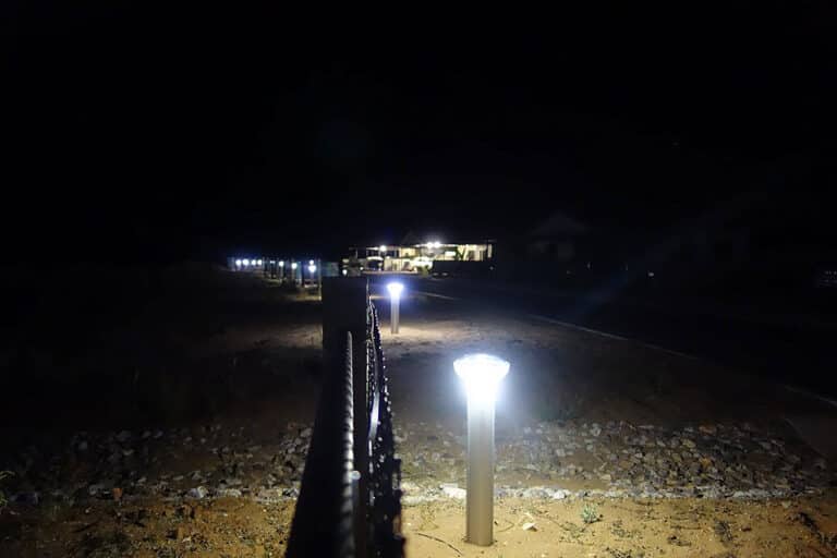 ST solar bollard installed on beach night